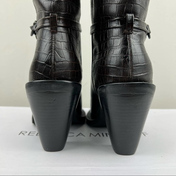 Rebecca Minkoff Black Croc-Embossed Heeled Boots - Picture 6 of 10